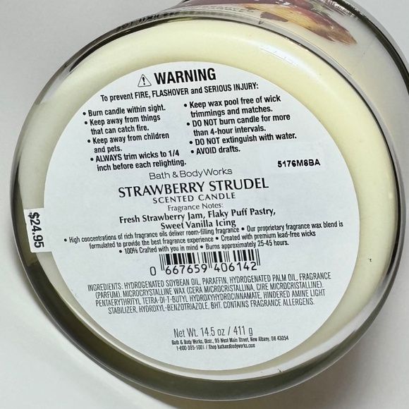 STRAWBERRY STRUDEL 3 Wick Candle - Picture 3 of 3